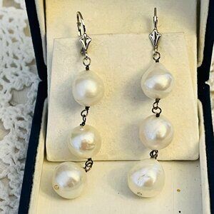 Sterling Silver and Cultured Pearl Drop Earrings
